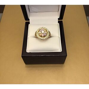 Sparkling New 4Ct. Multicolor Topaz Gemstone Sunburst Ring Sz 8